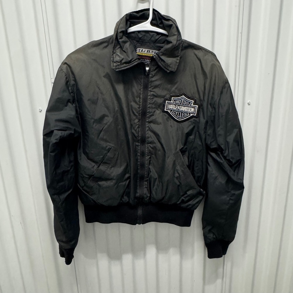Gerbing's Heated Bomber Jacket Black Harley-Davidson Patch Womens Size 38 32